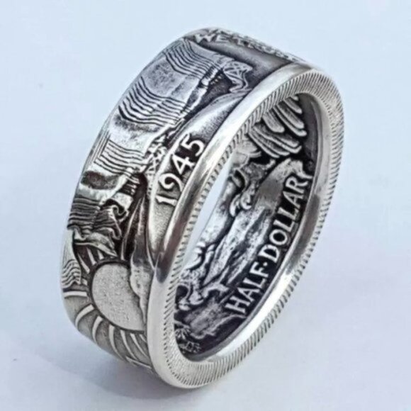 Men's Half Dollar Fashion Nickel Ring - Picture 1 of 3